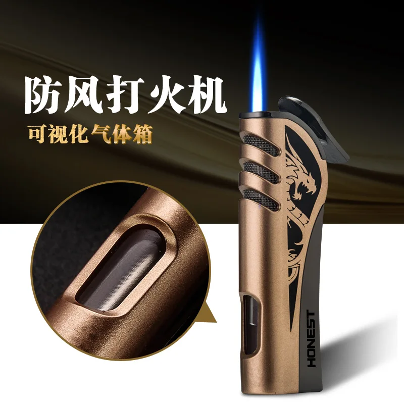 Portable Blue Flame Direct Butane Gas Lighter, New Product, Creative, Good Gift for Male Friends, Hot Selling