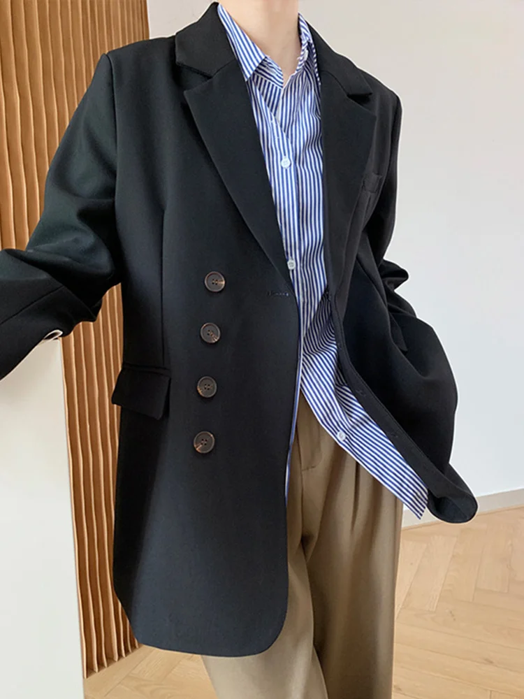 [LANMREM] Irregular Button Blazers For Women Solid Long Sleeve Office Lady Jackets Female Fashion Tops 2024 Spring New 26D4530