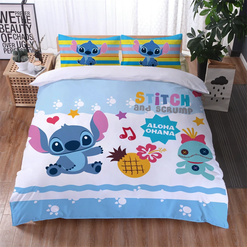 Lilo & Stitch Disney Cartoon Bedding Set Print Duvet Cover Sets Pillowcases Home Textile Children Boys Girls Bed Set Bedclothes