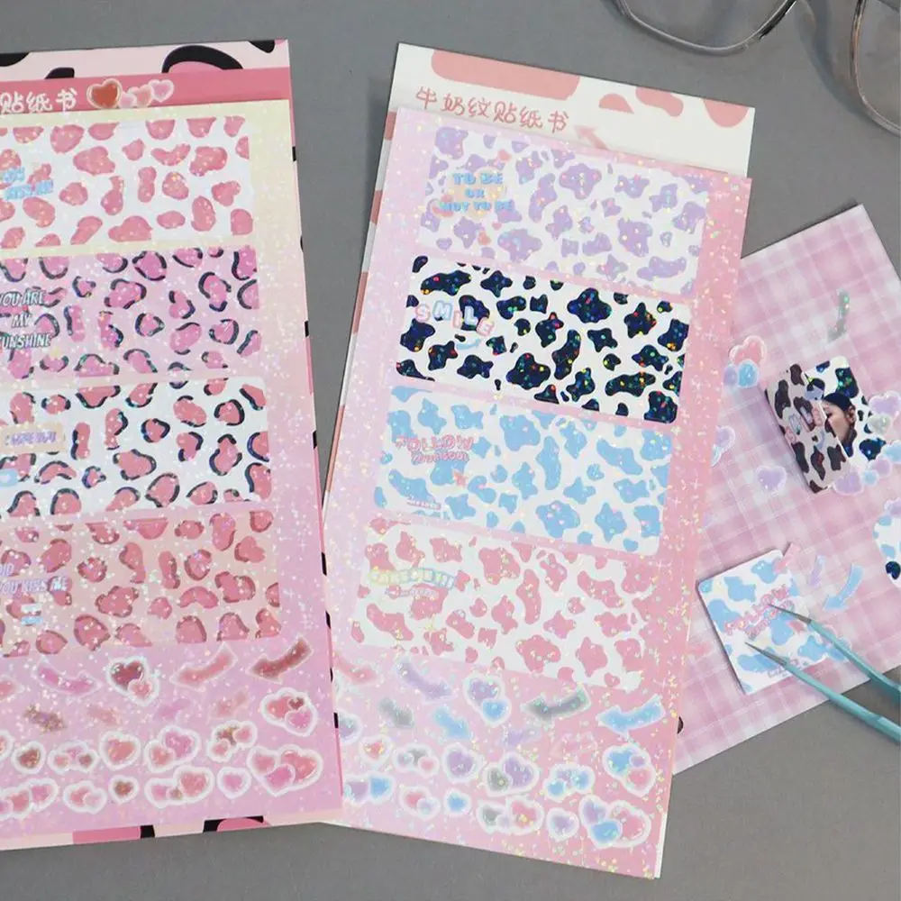 

Ins Idol Card Korean Leopard Heart Student Stationery DIY Scrapbooking Decoration Sticker Border Shiny Sticker