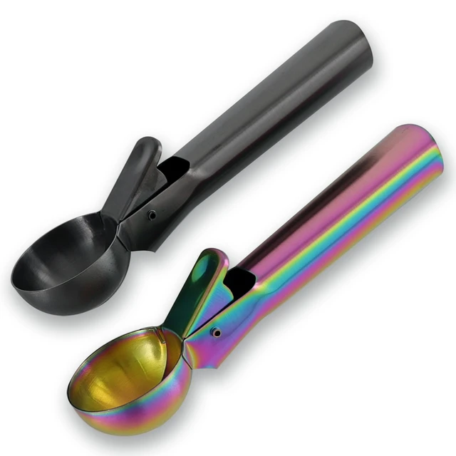 D Ice Cream Scoop, Stainless Steel Ice Cream Scooper with Trigger Release,  Metal Cookie Scoops, Iceream Scoop Spoon for Meatball Frozen Yogurt Gelatos