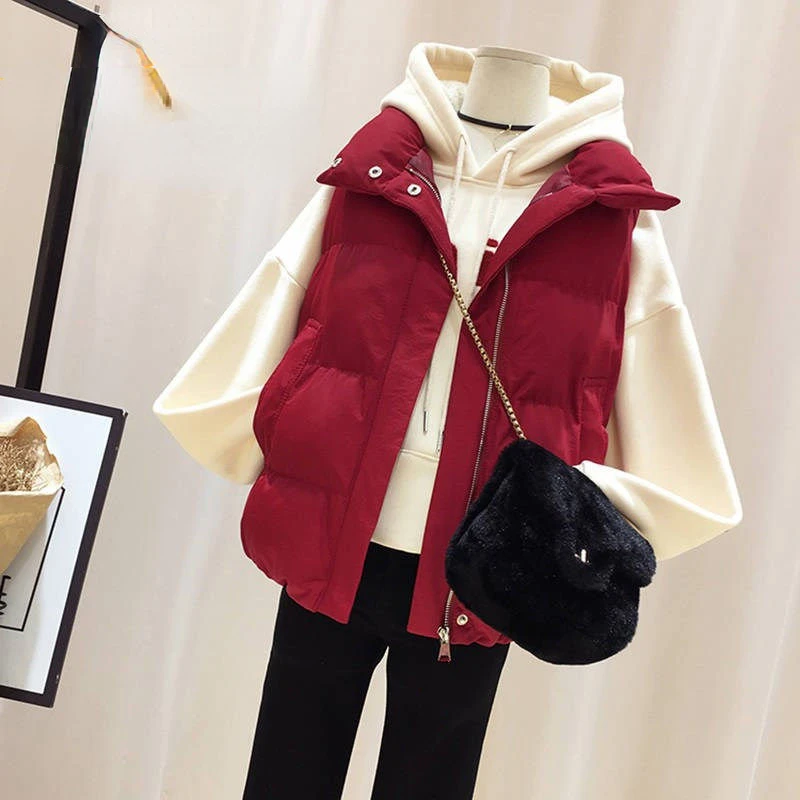 

Women Puffer Vest Sleeveless Turn-down Collar Cotton Coat Jacket Ladies Overcoat Quilted Padded Warm Vest Fashion Coats G828