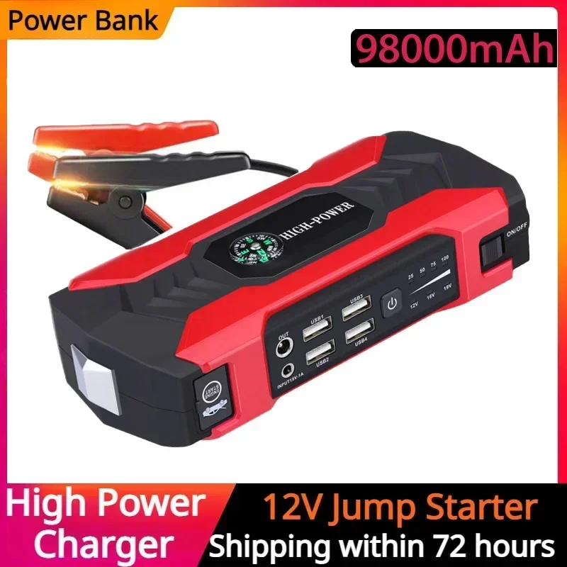 

Car Jump Starter Device Powerful Power Bank 12V 98000mAh For Emergency Lighting Auto Battery Charger Portable Electric Air Pump