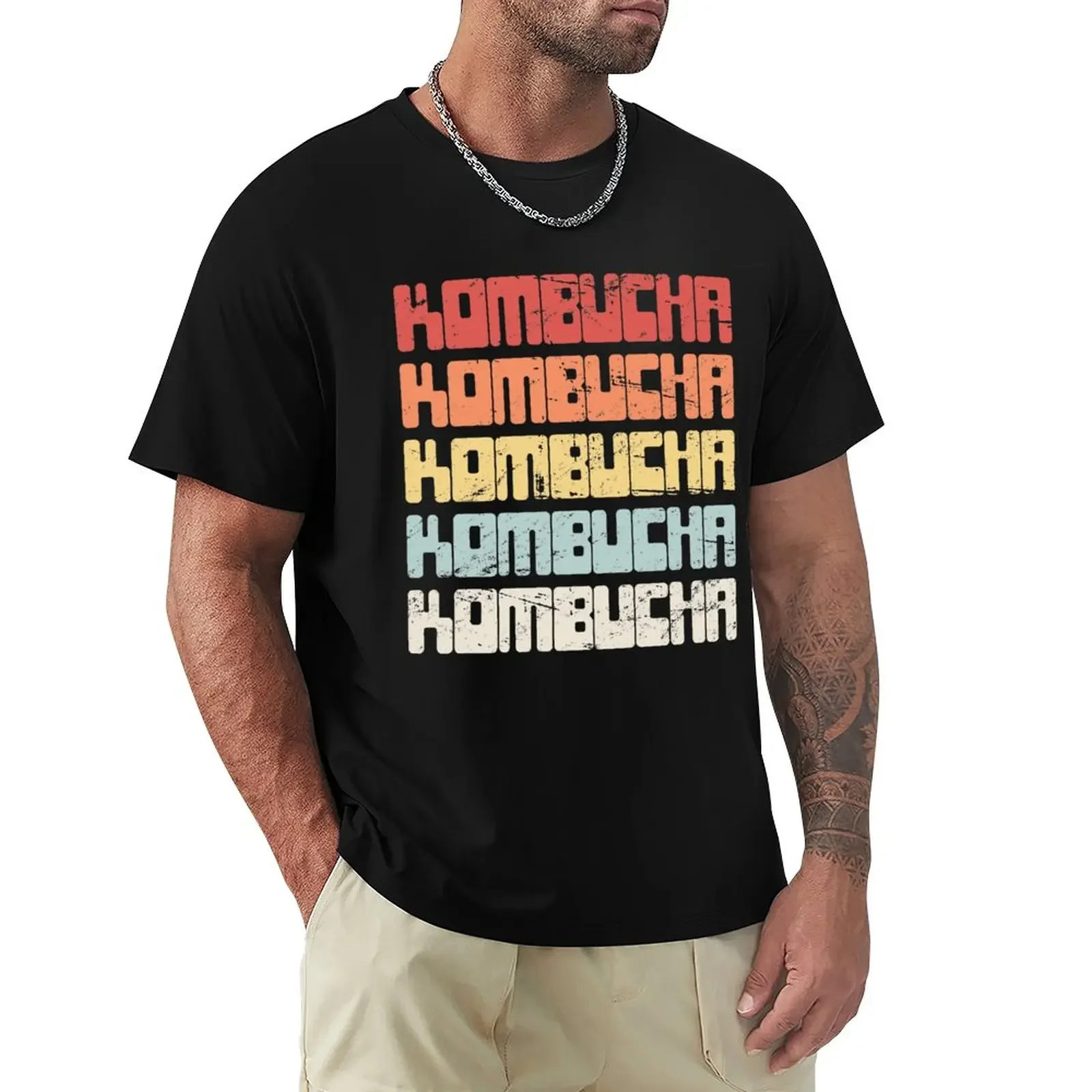 T-Shirt Vintage Con Testo Kombucha T-Shirt Oversize Ad Asciugatura Rapida Per Uomo