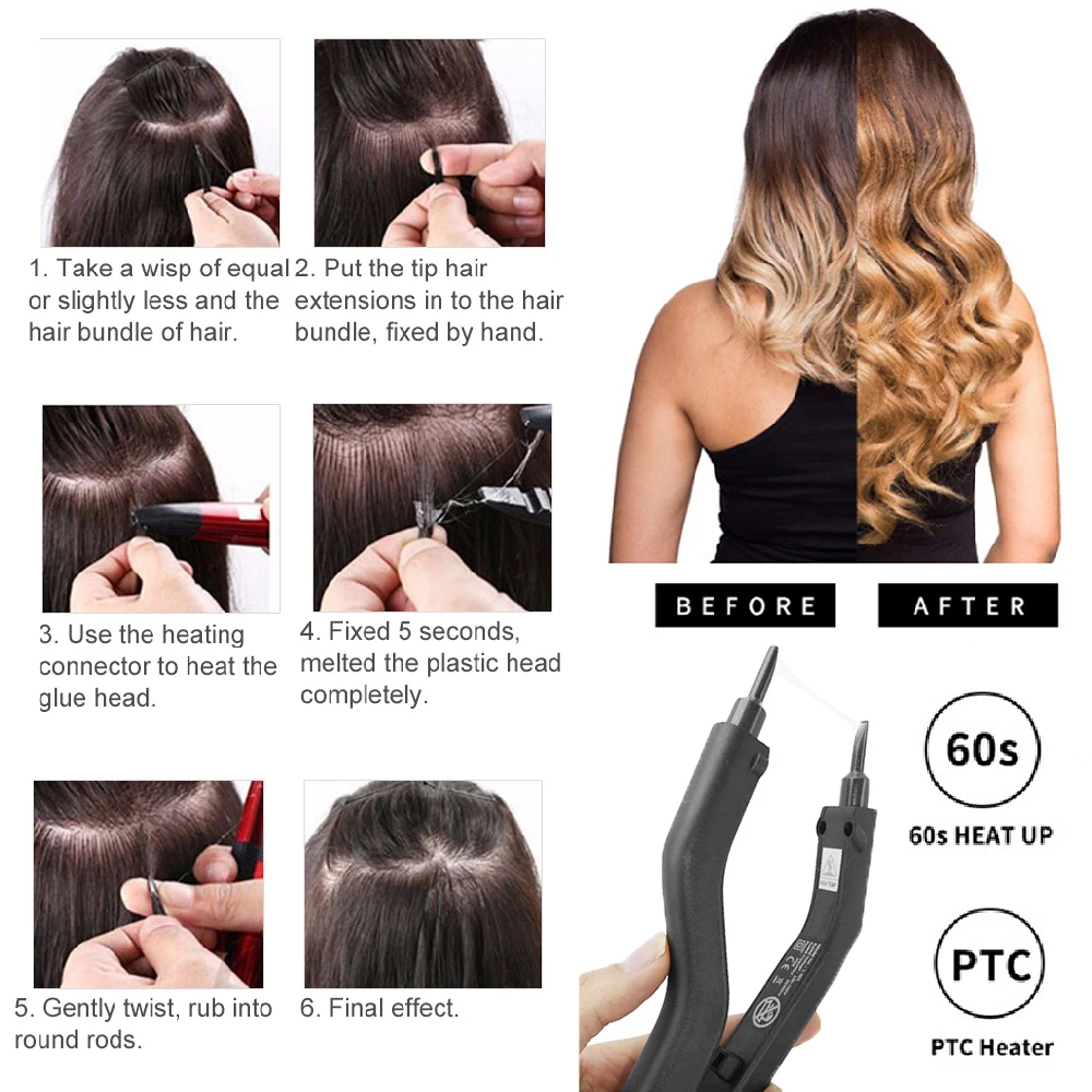 Malaika Micro Keratin Fusion Tool Nano Tips Bonding Hair Connector US Plug Adjustable K Tip Hair Extension Iron for Salon