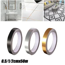 

50m 1roll Ceramic Tile Mildew Proof Gap Tape Decor Self Adhesive Wall Tile Floor Line Sticker Waterproof Gold Silver Black