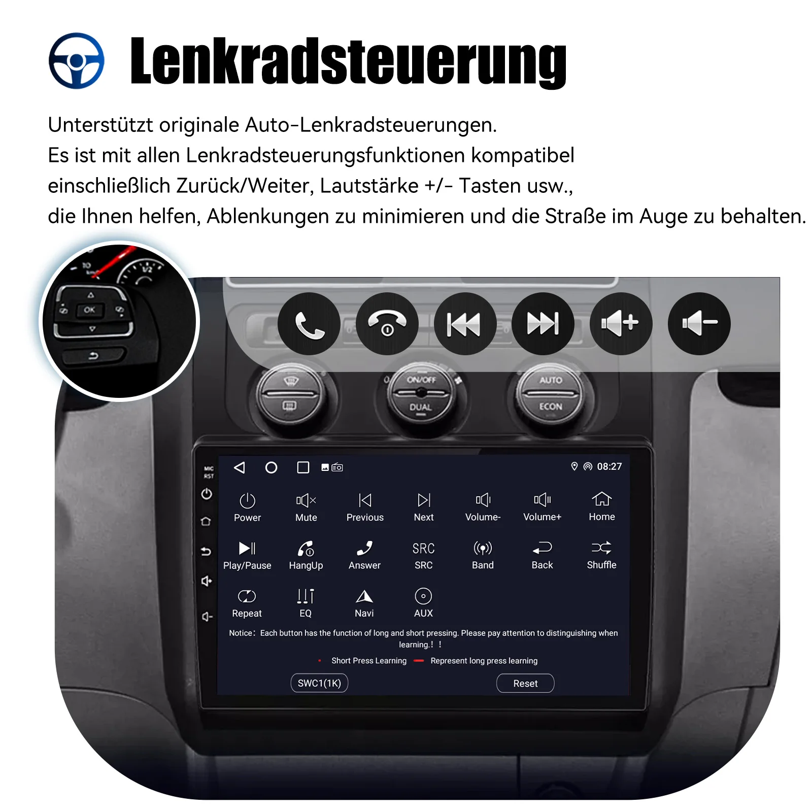 ESSGOO Für VW Touran 1T1 1T2 1T3 2003-2010 10,1" HD Touchscreen Android 14 Wireless CarPlay Android Auto Autoradio GPS Navigation WIFI Lenkradsteuerung Bluetooth Mirror Link FM 2+32G/2+64G/4+64G – Detail 16