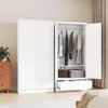 Metal Armoire Wardrobe Closet,72" Tall Wardrobe Cabinet with Drawer,2 Doors Wardrobe Closet with Adjustable Shelves and Hanging 1
