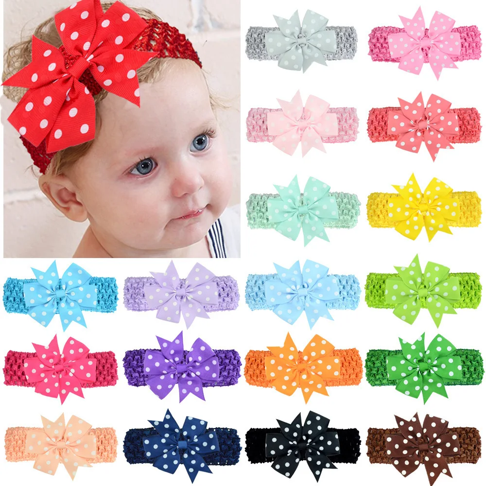 Baby Headband Girl Dot Newborn Kids Children Elastics Rubber Bandage Hair Accessory Hairbands Clothing Turban Bow Photography