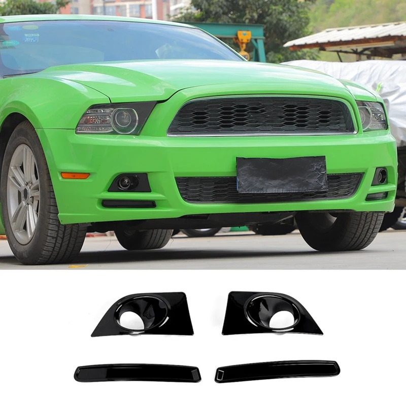 

4 PCS Car Front Fog Lamp Light Cover Trim Decoration Sticker Accessories ABS Automotive Supplies For Ford Mustang 2010-2014