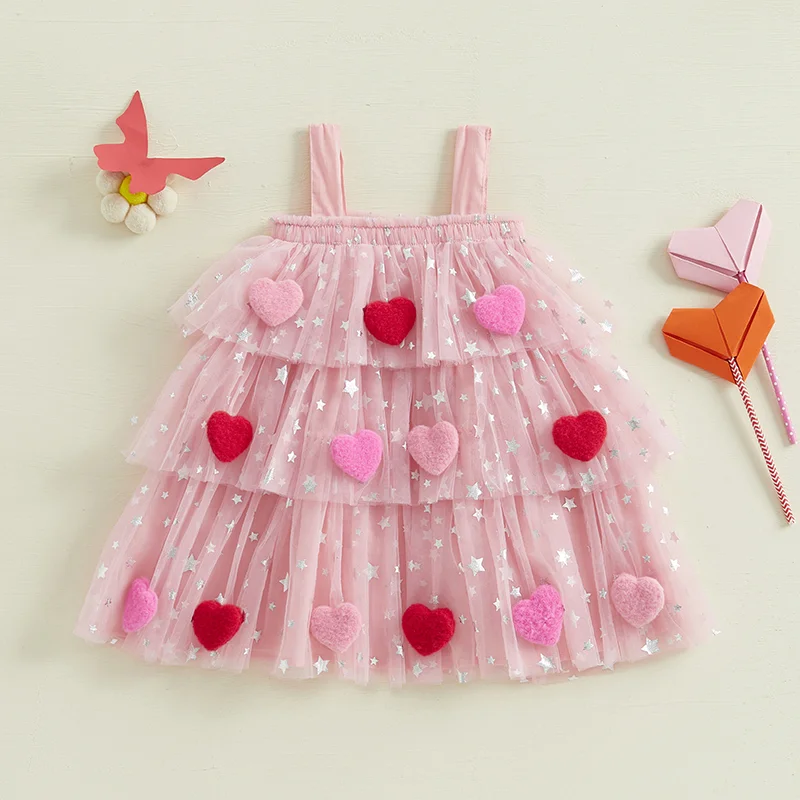 christmas dress 5t Gubotare Christmas Dress Toddler Girl Dress Girl's Cute Ruffled Layered Party Dresses Size 5T 6T(Red,5-6 Years), Toddler Girl's
