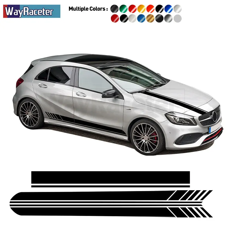 

Edition 1 AMG Car Hood Decal Side Stripes Skirt Sticker For Mercedes Benz A Class W177 V177 A35 A45 A45S W176 AMG Accessories
