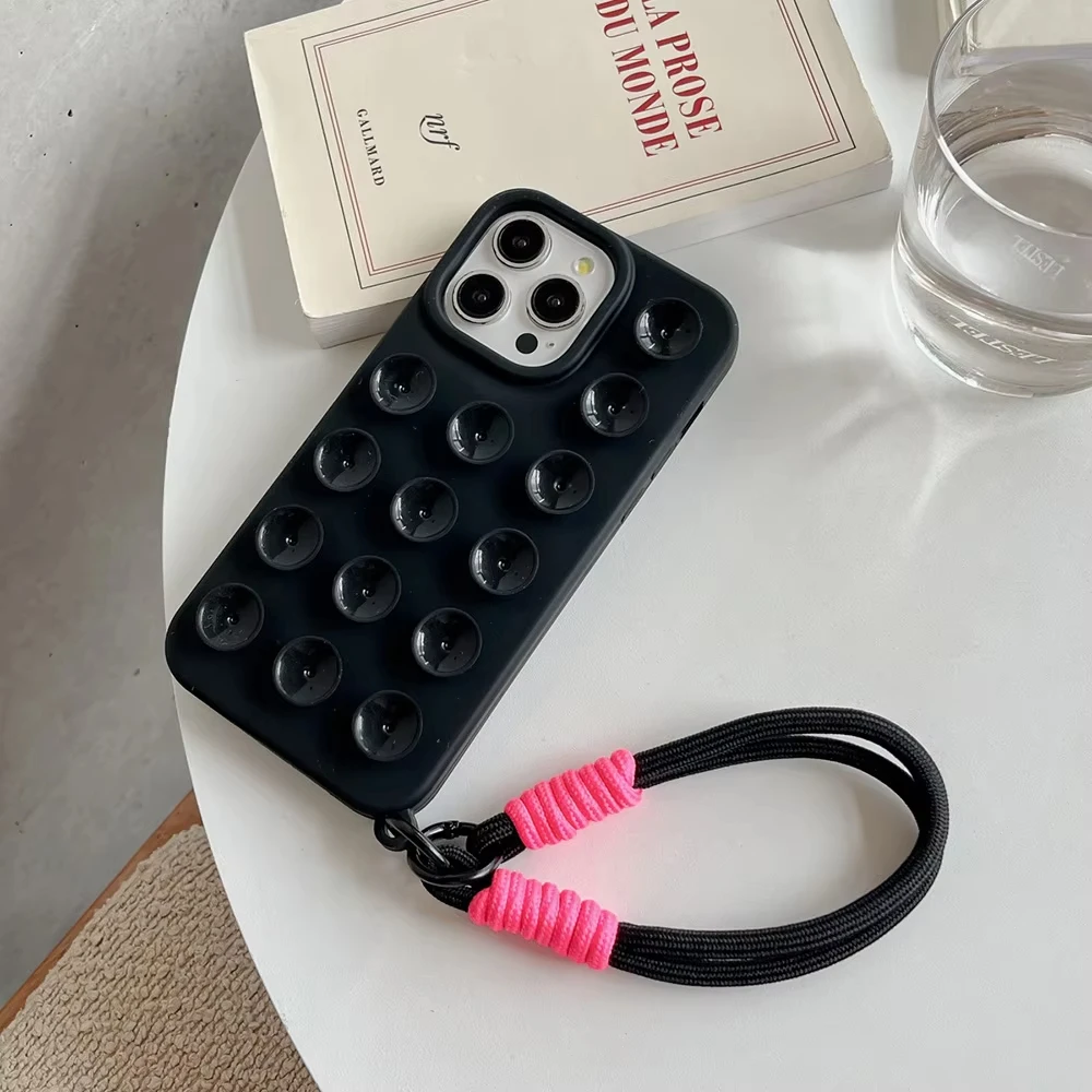 Suction Cup Soft Silicone Anti-Slip Shockproof Candy Color Phone Case