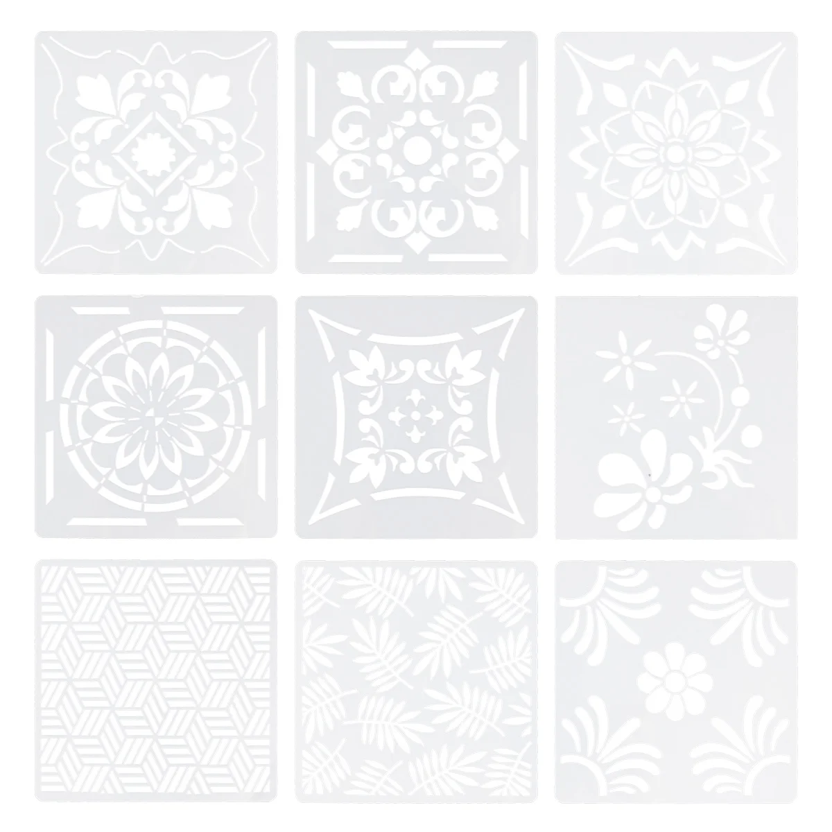 9PCS Painting Stencils Drawing Template Reusable Painting Mold for DIY Scrapbook Painting Craft 20 sheets ocean painting template small stencils for crafts oil square drawing mold