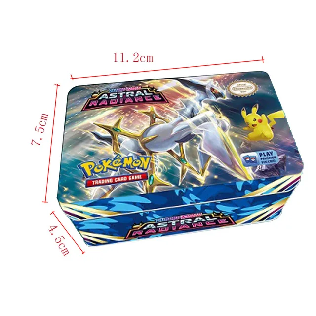42 Pcs English Astral Radiance Iron Metal Box Pokemon Cards Arceus Vstar Vmax Card Golden Limited Game Collection Cards Toy 3