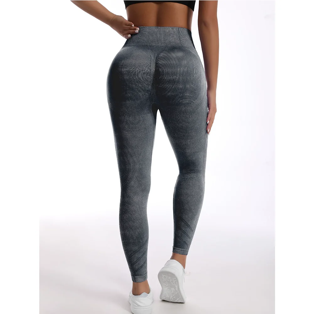 Washed Women Seamless Hip Lifting Slim Sports Leggings High Waist Tights Fitness Legging Push Up Workout Yoga Pants Gym Clothing