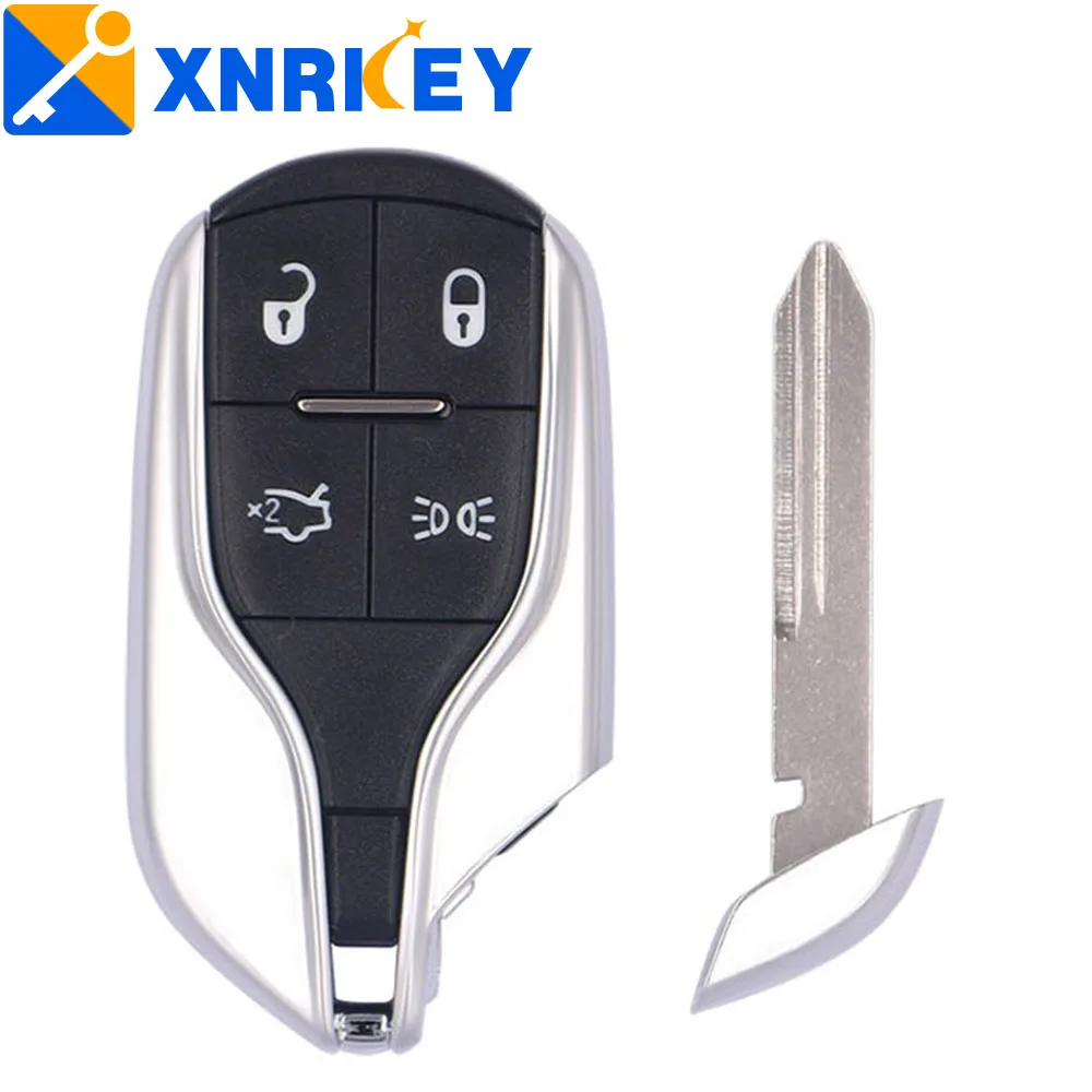 

XNRKEY 4 Button Remote Smart Luxury Car Key Shell for Maserati President Ghibli Quattroporte Levant Replacement Case NO Logo