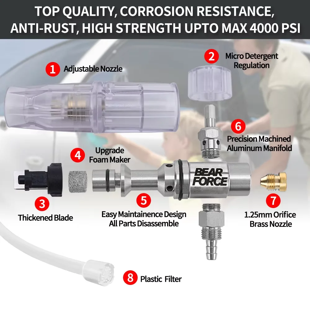 포틀랜드 허스키 라이오비 그린워크용 1/4인치 퀵 커넥터가 있는 압력 세척기 알루미늄 폼 캐논 폼 제너레이터 스노우 폼 랜스
