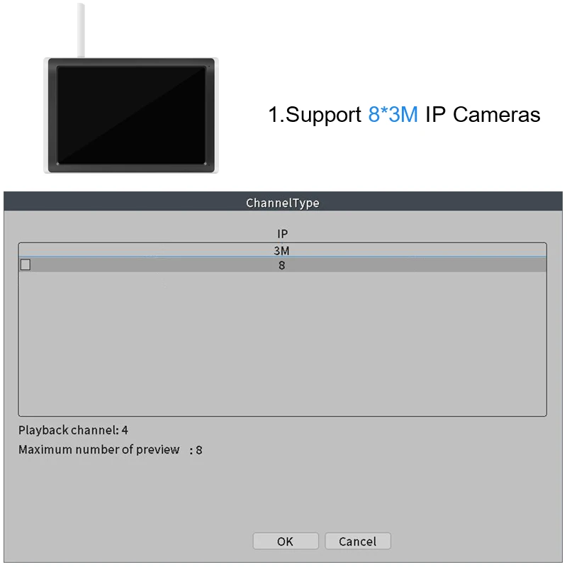 Security center Smar Wifi Nvr LCD Monitor 8CH 10Inch NVR Security System CCTV Network Video Recorder Detection 3/5MP Face Detection NVR