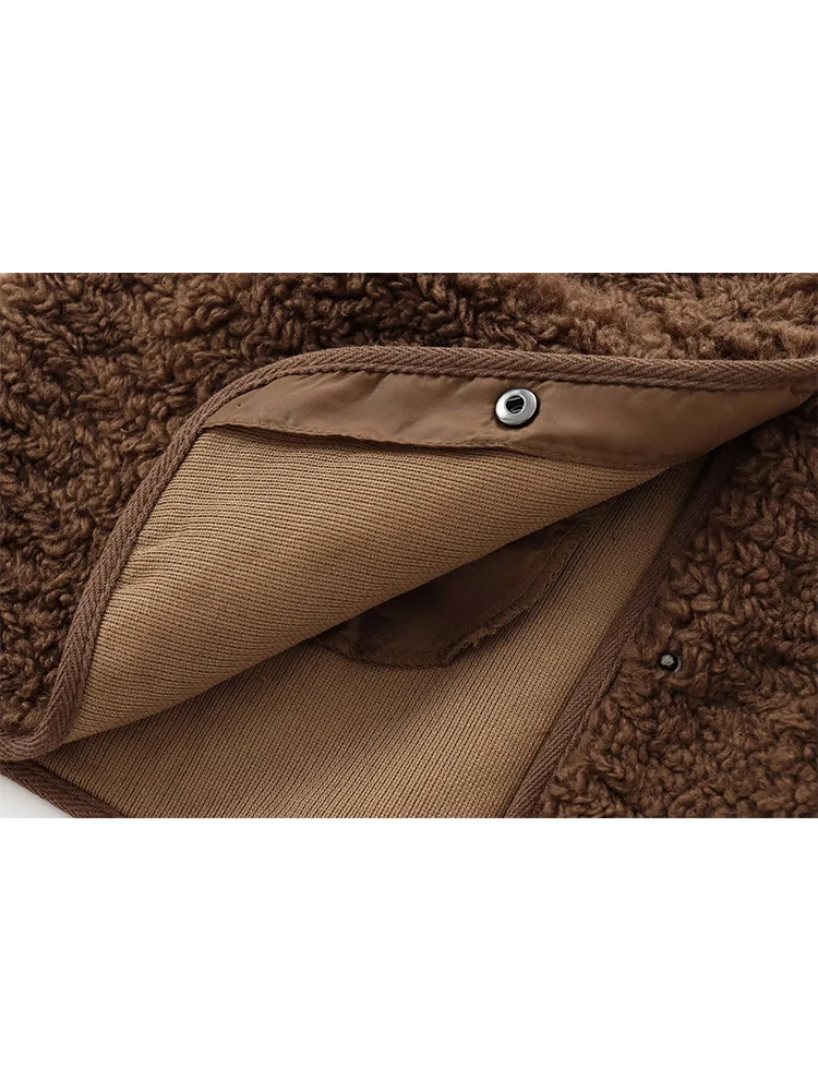 Autumn New Women's Coat Loose Teddy Bear Warm Fleece Faux Fur Winter Jacket Ladies Long Sleeve Leisure Button Up Fashion Tops