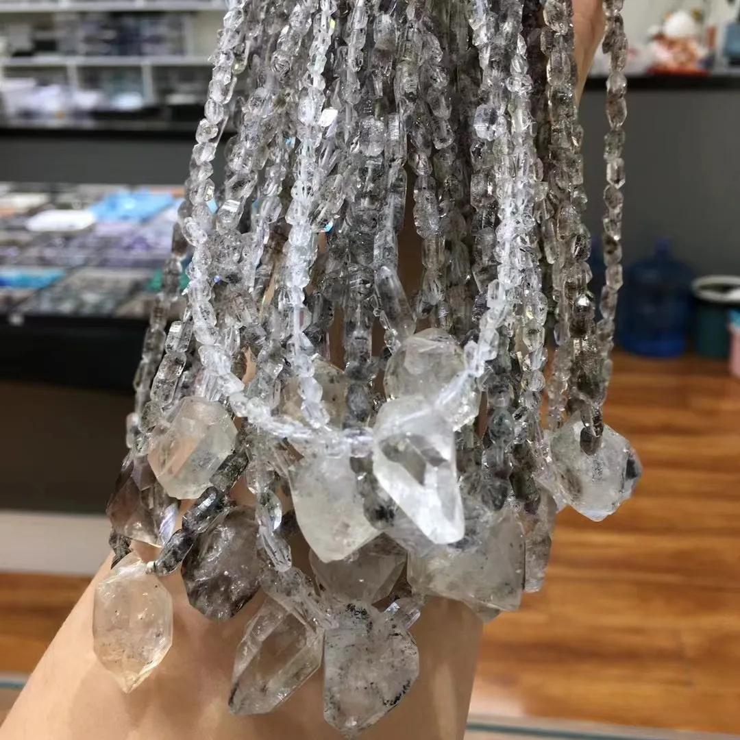 Unit One Piece Rough Natural Herkimer Crystal Healing Stone Pendant For Gift 5
