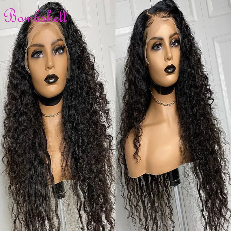 

180% Density Long Curly Synthetic 13X4 Lace Front Wigs Glueless High Quality Heat Resistant Fiber Pre Plucked Hairline For Women