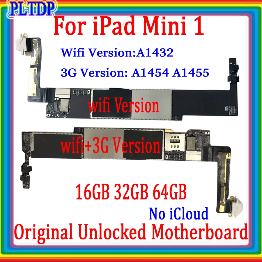 A1432 Versione Wifi E A1454 /A1455 Versione 3G Per Ipad Mini 1 Scheda Madre 100% Originale Clean Icloud Logic Board Con Ios Syste