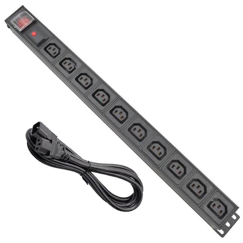 

Network Rack PDU aluminium alloy Power Strip 10 Ways C13 output socket With 2m extension cable C14 interface overload protection