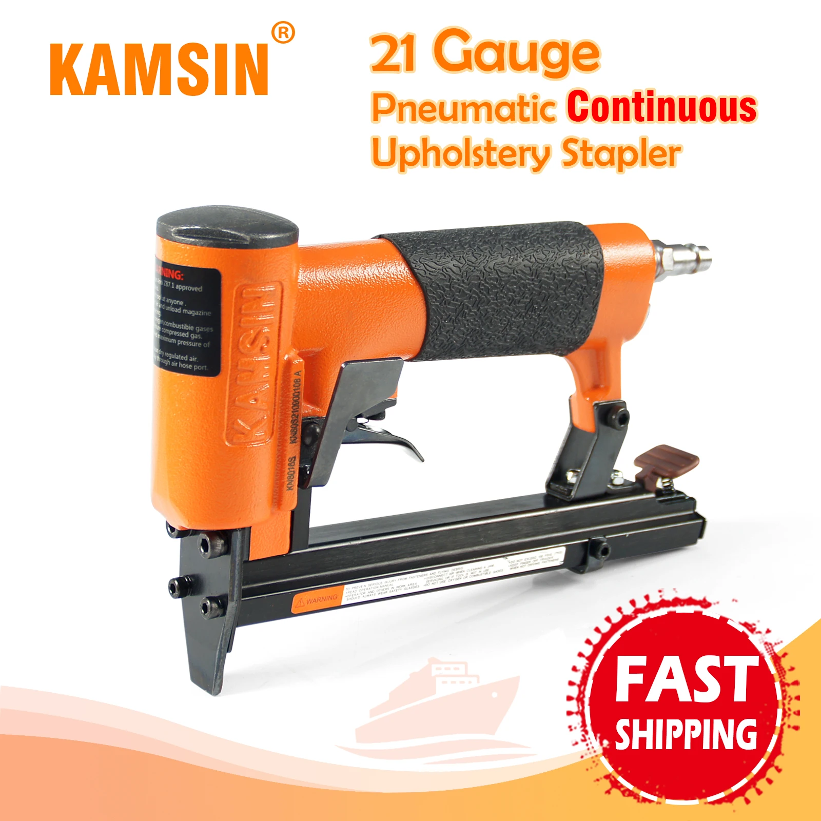 KAMSIN KN8016S 21 Gauge Pneumatic Continuous Firing Mode Upholstery Stapler for 80 Series 12.8mm Crown Staples, for Furniture finger mode pneumatic cylinder clamping claw parallel opening and closing manipulator