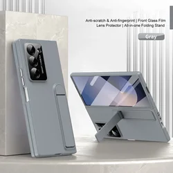 Luxury Matte Phone Case with Kickstand Holder and Built - in Screen Protector - Shockproof Back Cover - Galaxy Z fold 7 (GRAY)