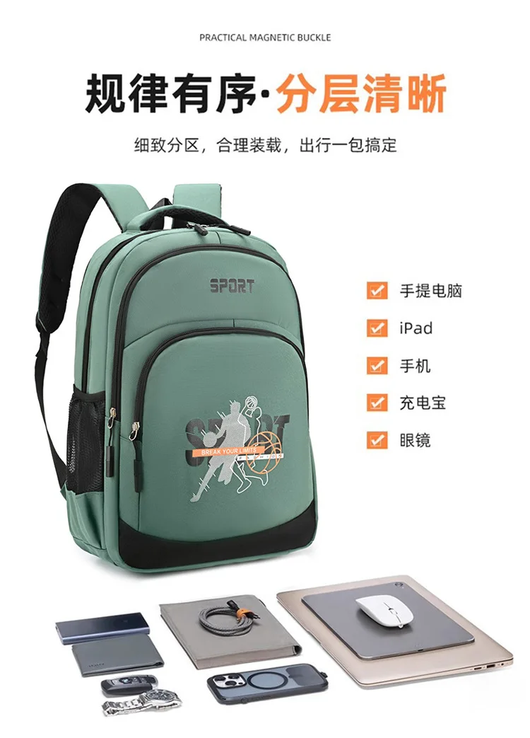 Trendiger Cartoon-Rucksack für Herren, große Kapazität, schwarzer Rucksack, Schüler-Schultasche, modische Outdoor-Doppelschultertaschen 2026 im Angebot – Detail 7
