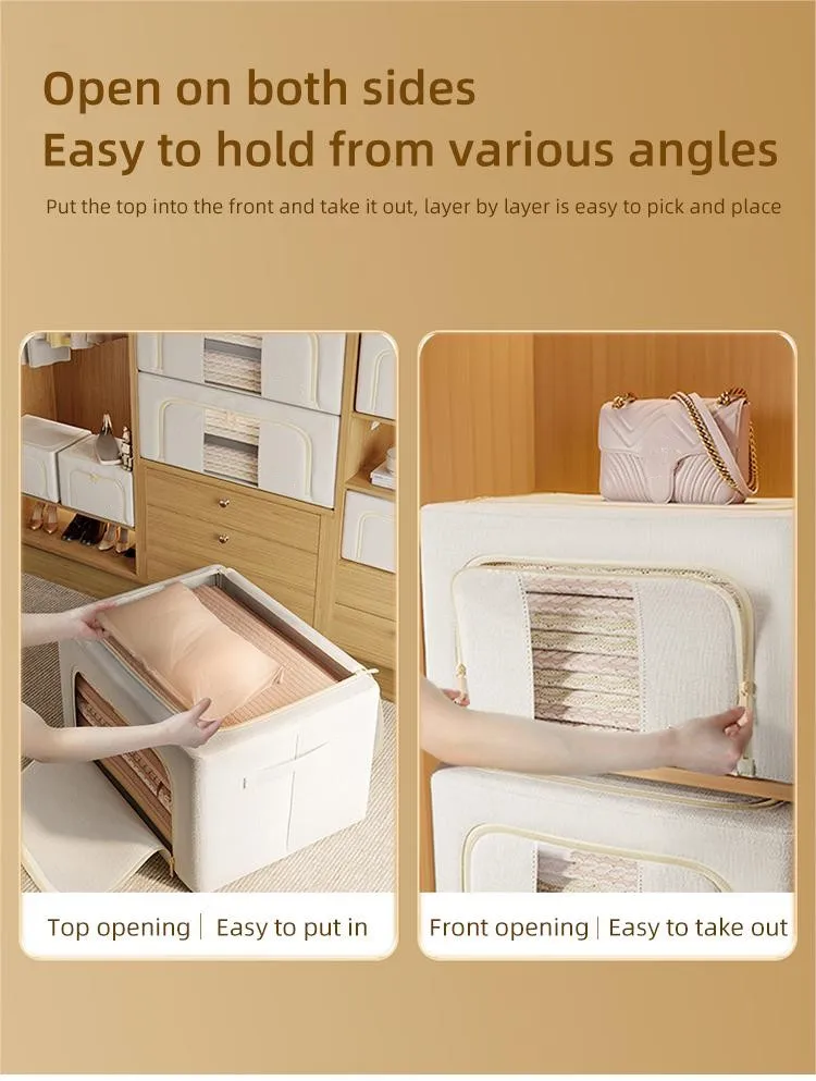 Fabric Foldable Storage Organizer Large Capacity Home Storage Box for Clothes Quilt Blanket Wardrobe Clothing Organizer 4