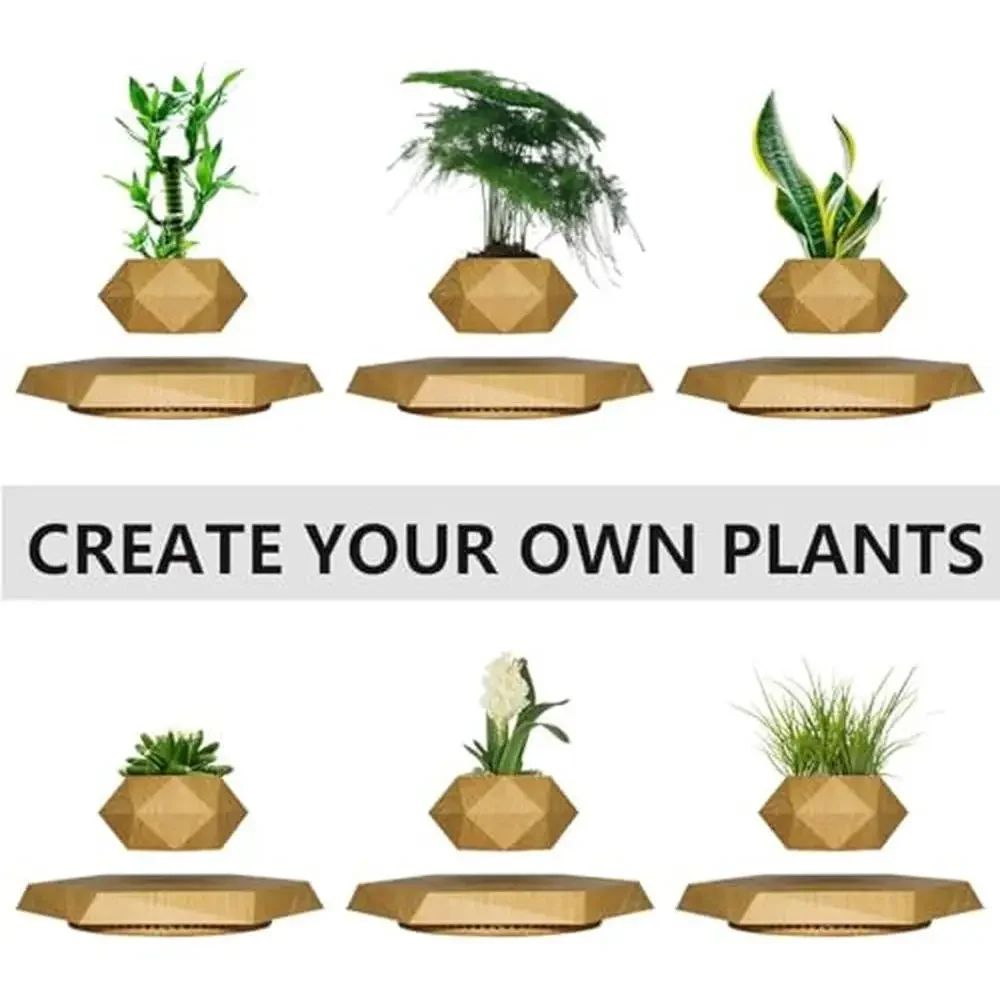 Levitating Magnetic Suspension Flower Pot Rotating Planters Creative Gift Home Office Decor Floating Plant Pot Floors Clearing