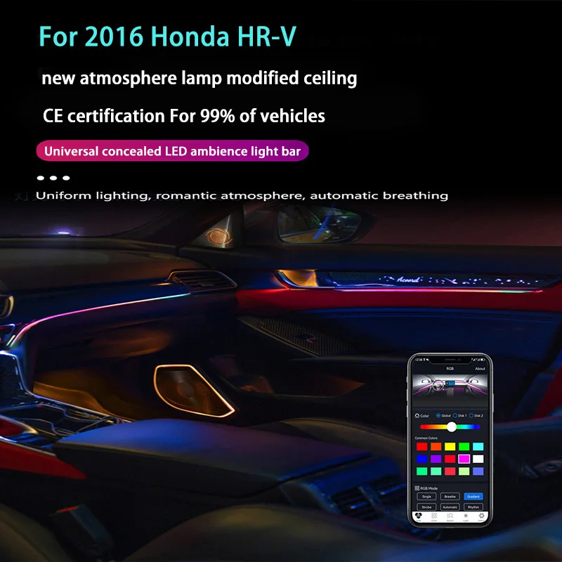 

For 2016 Honda HR-V LED auto interior moulding Car EL Neon Light Bar acrylic rgb Foot Strip Light Kit accesorios para vehículos