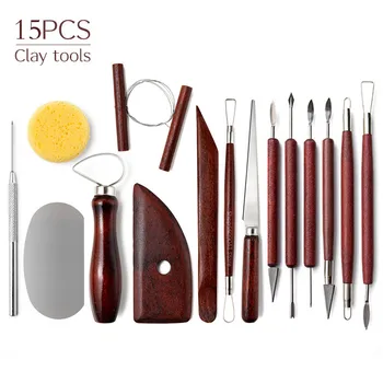 Pottery Tool Set – Red Wood Pull Blank, Carving, & Scraping Tools 1