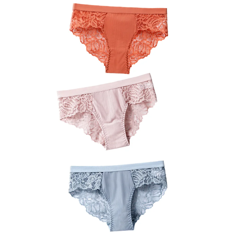 thumbnail image 1 of 3 uds bragas de algodón bragas sexis bragas de encaje ropa interior de mujer bragas para mujer pantalones florales calzoncillos lencería de talla grande, 1 of 5