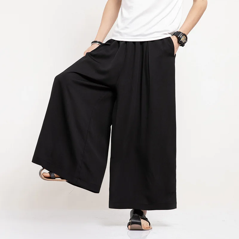 

Japan Men Street Fashion Casual Straight Skirt Pant Male Fashion Hip Hop Loose Harem Trousers Kimono cotton Pant Asian Clothes