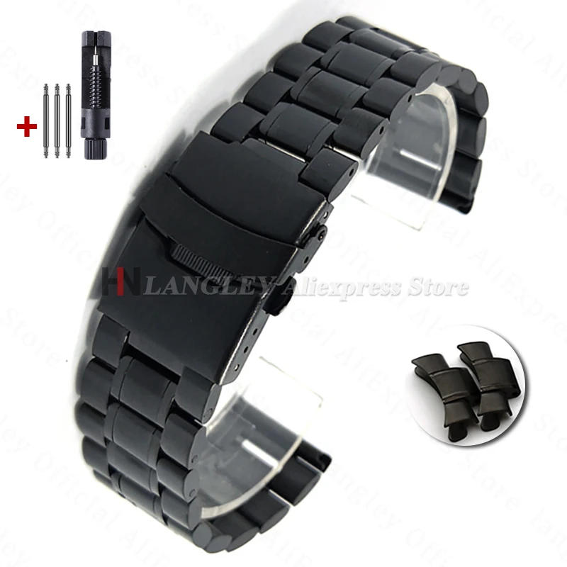 Premium Solid Stainless Steel Arc-End Watch Strap - Universal Replacement Bracelet