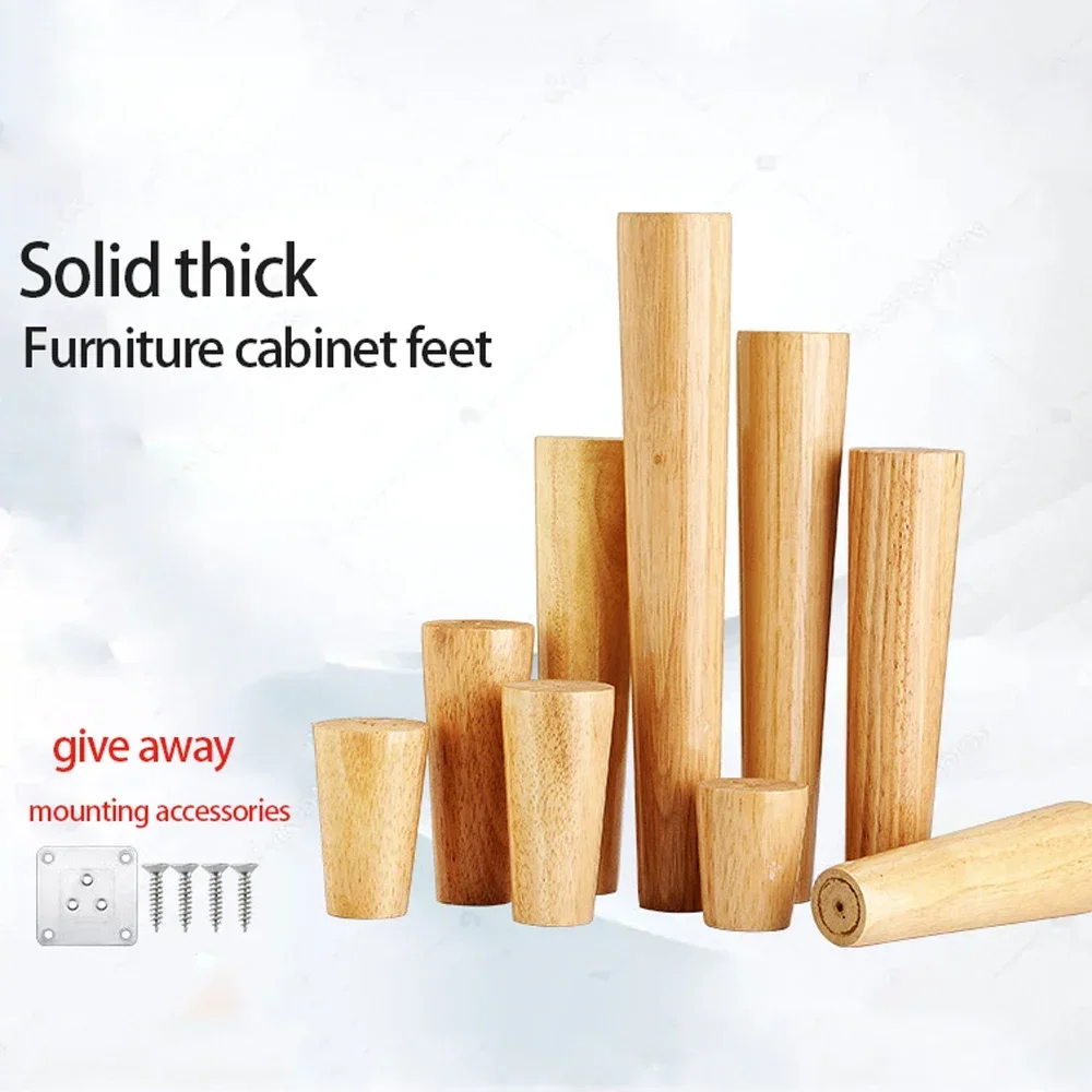 4Pcs Solid Wood Furniture Legs Inclined Cone Sofa Replacement feet  Bed Chair and Cabinet Coffee Table Legs Height 6-60cm