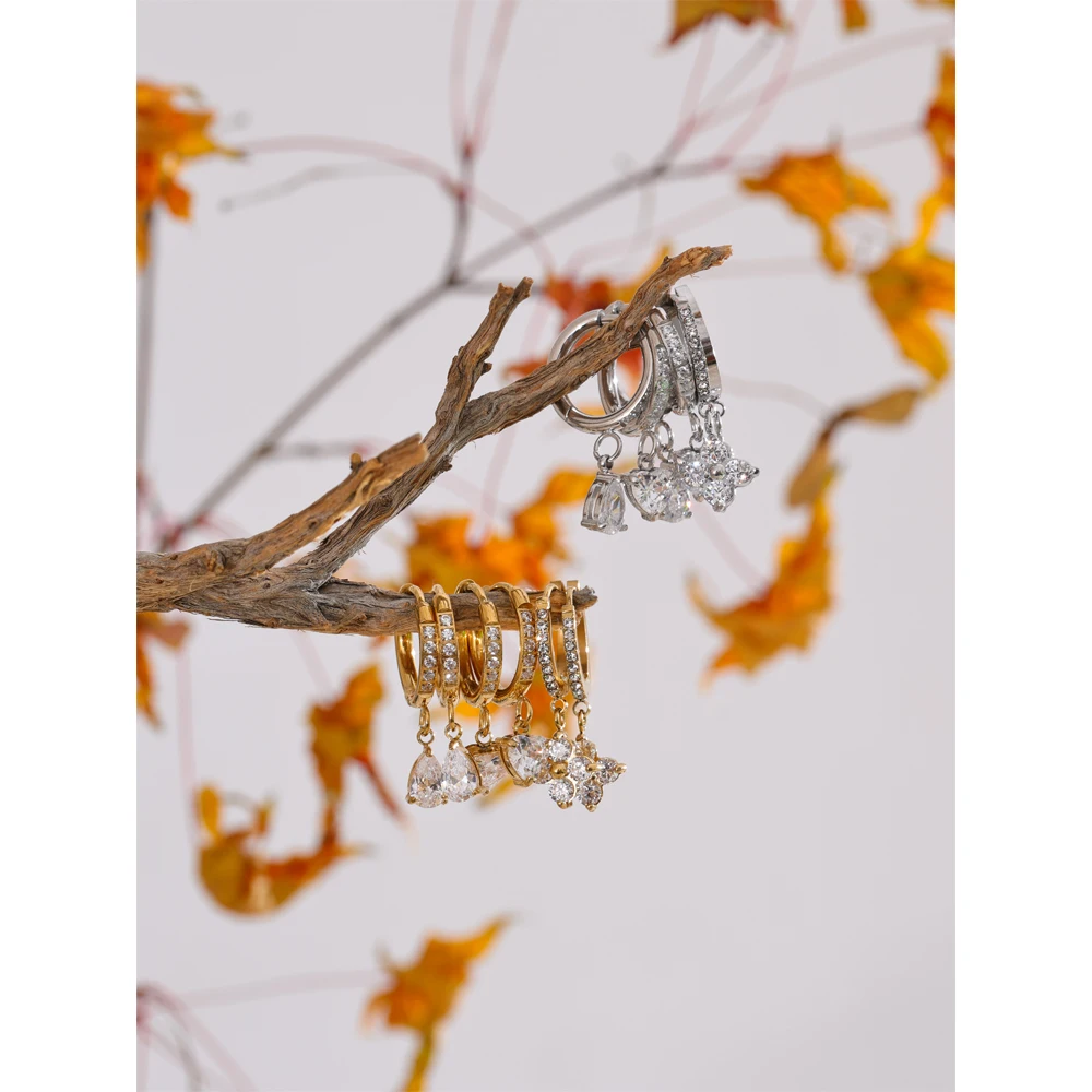 Yhpup Earrings Cubic Zirconia Heart Drop