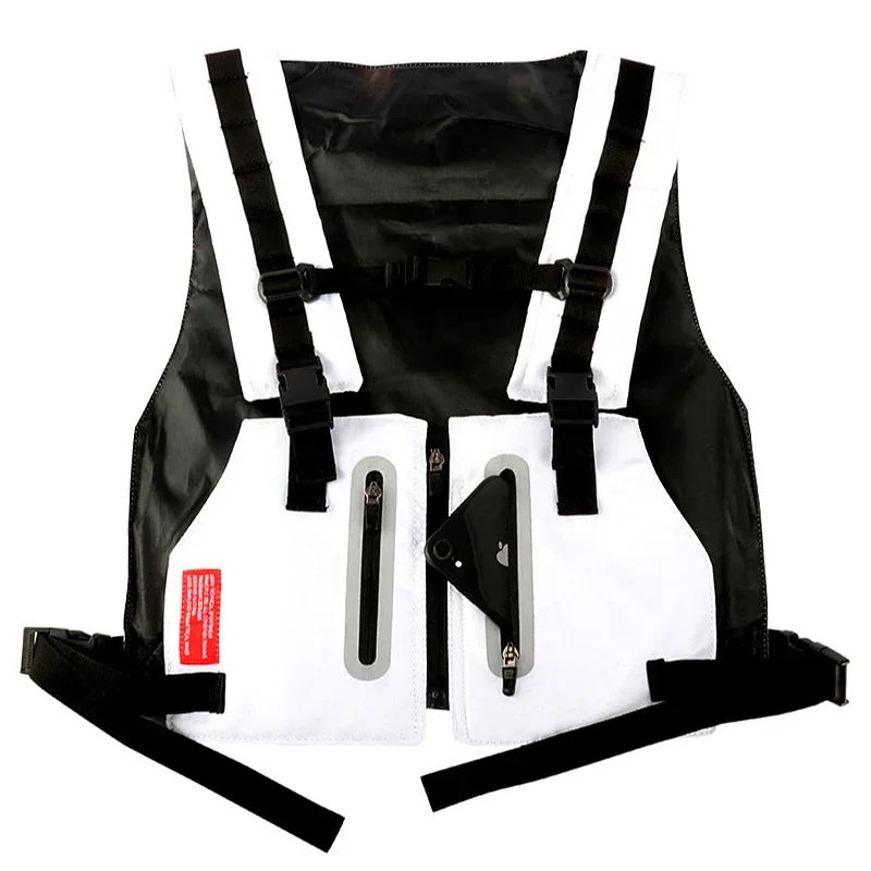 Mens Sports Motorcycle Tactical Vest Chest Bags Outdoors Reflective Waterproof Vest Male Multi-pocket Security Anti-theft