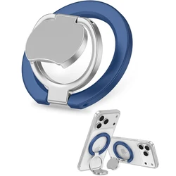 Dual - Sided Magnetic Phone Grip and Stand with Finger Loop (Blue)