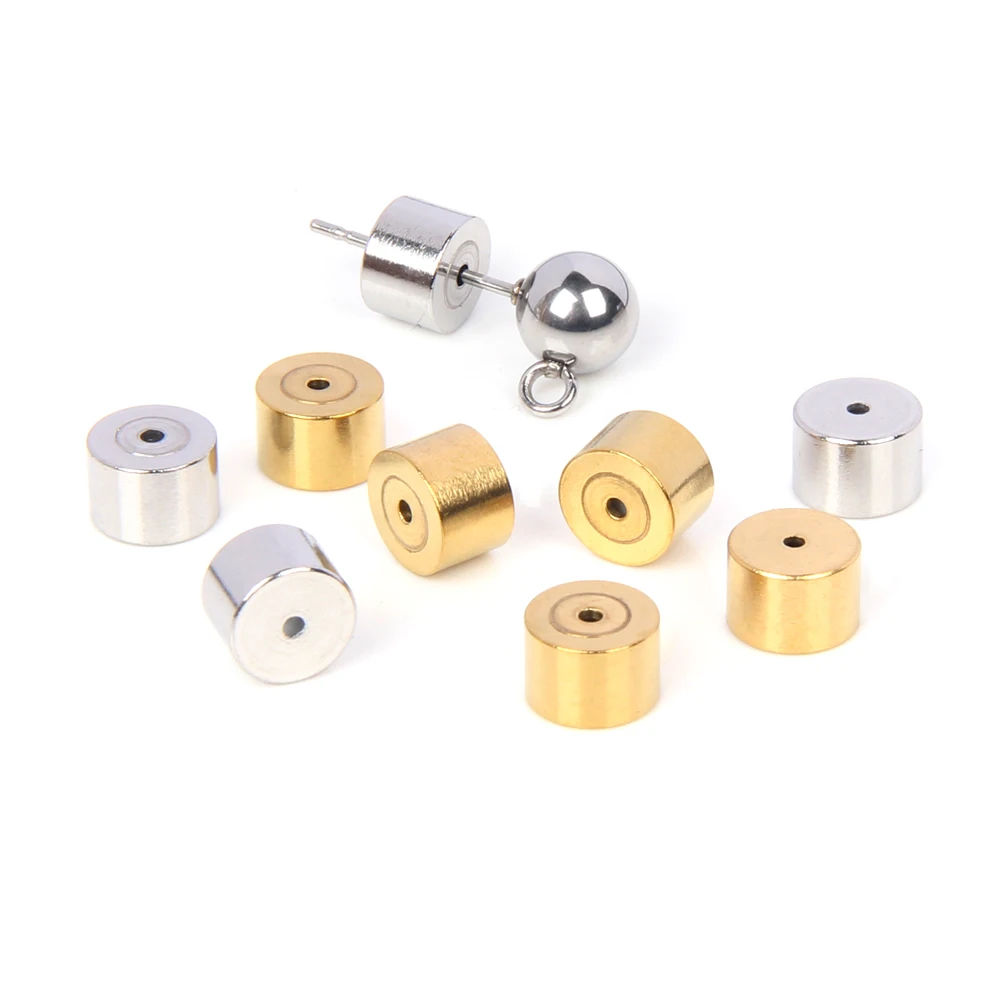 10 Stück Edelstahl hochwertige Ohrrücken Pvd Gold Stopper Zylinder Ohrstöpsel für Schmuckherstellung DIY Ohrring Zubehör