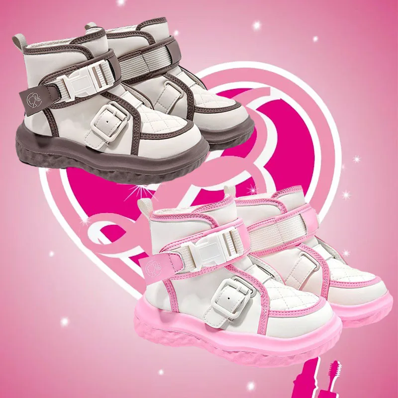

Kawaii Fashion Barbie Cotton Shoes Cute Children's Waterproof Plus Velvet Cartoon Snow Boots Gift for Middle and Large Children