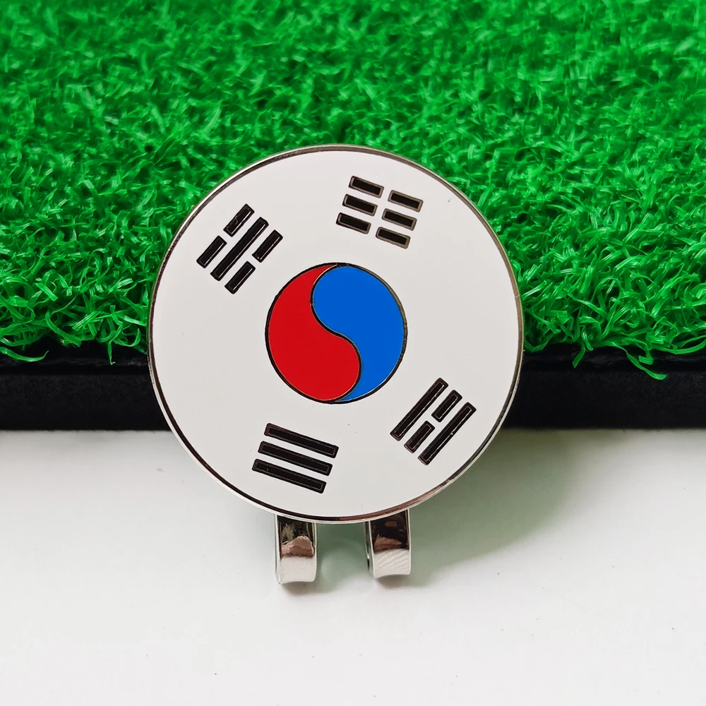 한국 국기와 자석 클립이 있는 골프 캡 클립, 새로운 볼 위치 표시 기능이 있는 골프 마커 액세서리, 골프 선수 선물