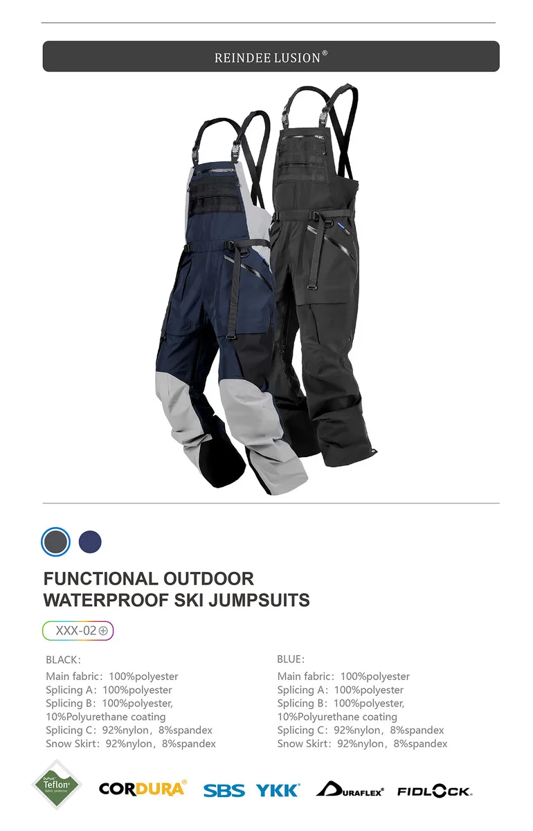 Reindee Lusion 22FW Functional outdoor waterproof ski jumpsuit 3L composite fabric fidlock buckles techwear gorpcore