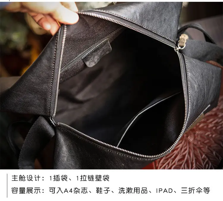PNDME lässige Outdoor-Reisetasche aus echtem Leder für Herren mit großem Fassungsvermögen, modische Umhängetasche aus weichem Rindsleder, Fitness-Umhängetasche – Detail 5