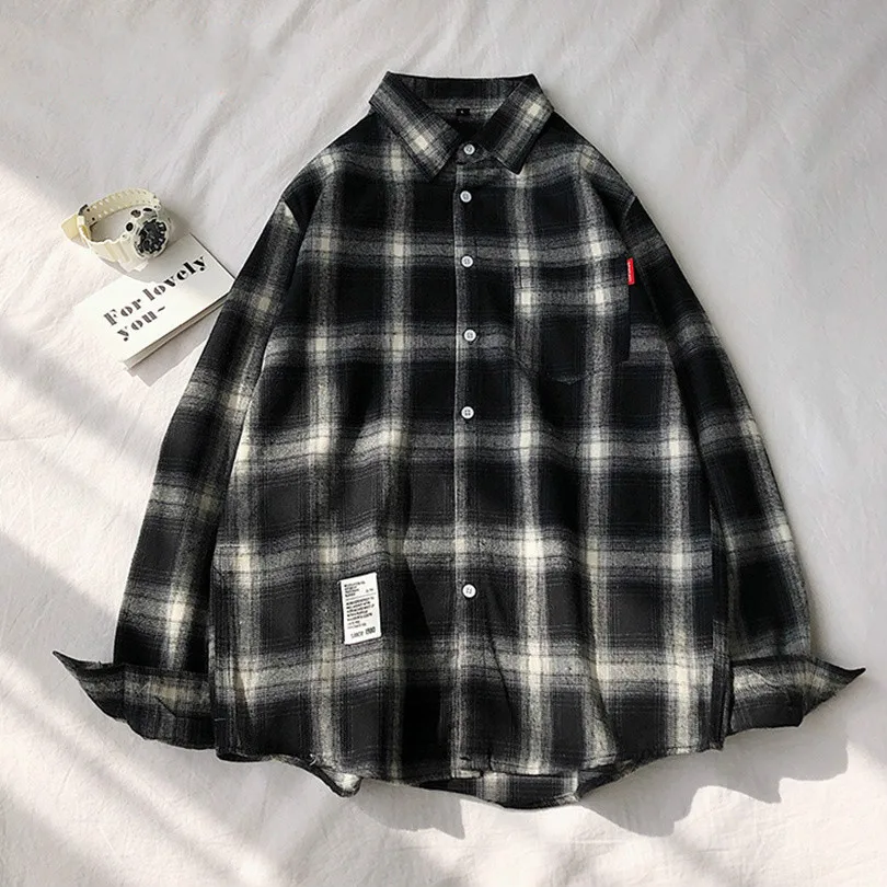 

Casual Plaid Shirt Men Slim Fit Cotton Wool Male Long Sleeve Shirts Men Fashion Brand Plus Size M-3XL Striped Shirt
