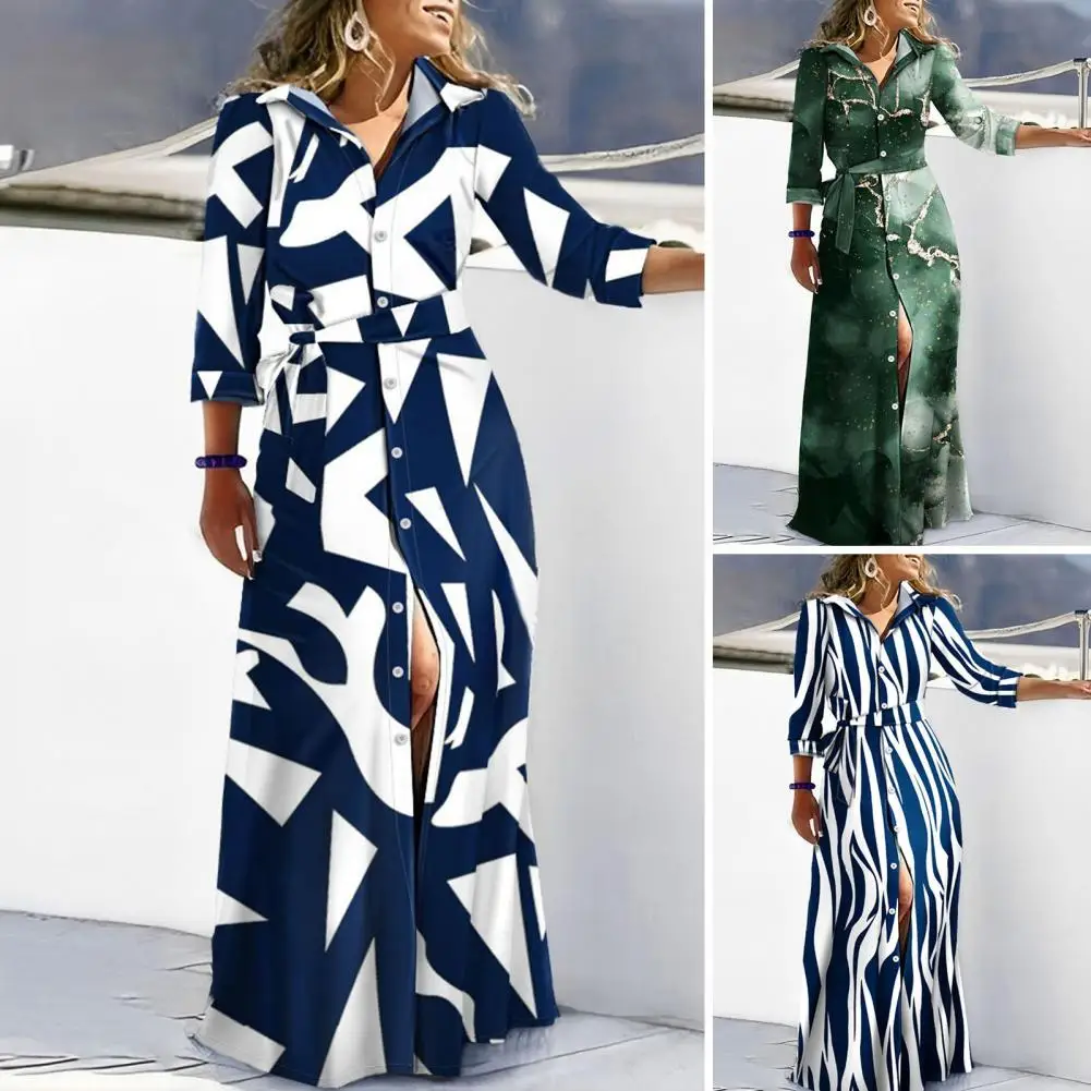 

Женское платье с принтом, элегантное платье макси в полоску со шнуровкой на талии и длинным рукавом, женское весеннее и осеннее платье для выпускного вечера
