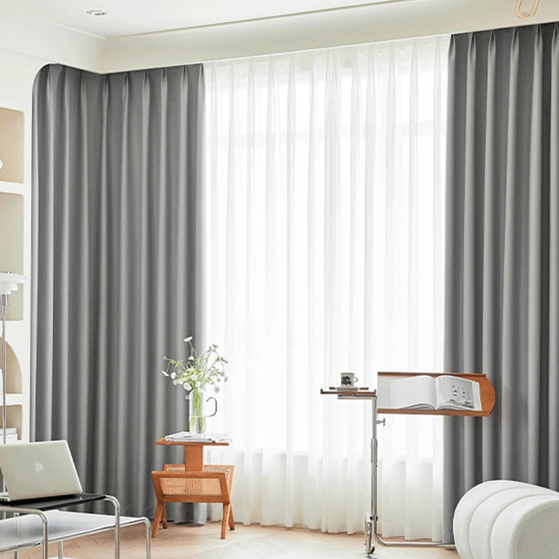 Modern Blackout Curtains for Living Room Bedroom Light grey Ready made